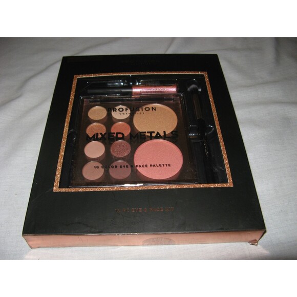 Profusion Mixed Metals 12 Piece Eye Face Kit Blush Highlighter Rose Gold Sparkle - Picture 1 of 3